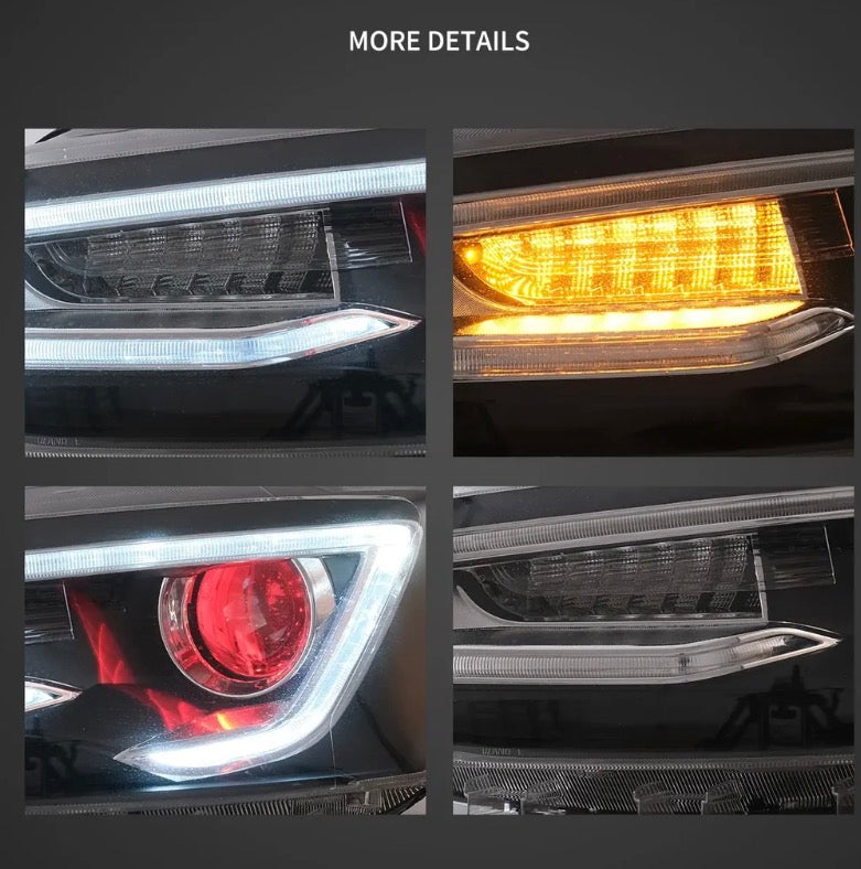 10-18 VW Jetta MK6 Vland Dual Beam Projector Aftermarket Headlights Black With Red Demon Eyes E-mark