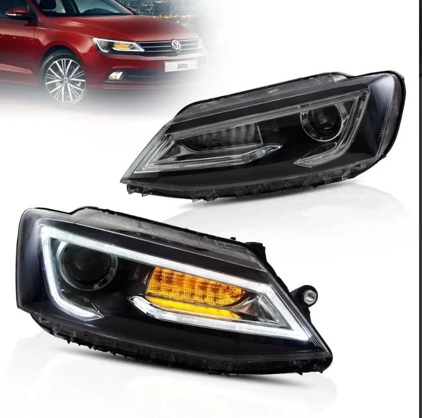 10-18 VW Jetta MK6 Vland Dual Beam Projector Aftermarket Headlights Black With Red Demon Eyes E-mark