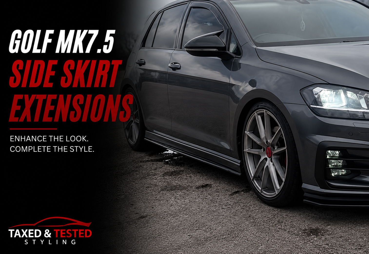 VW Golf MK7.5 Gloss Black Side Skirt Extensions 205cm | 2 Piece Set | Fast Irish Shipping
