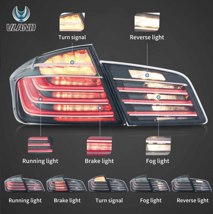 11-17 BMW 5 Series F10 F18 Vland LED Tail Lights With Amber Turn Signal