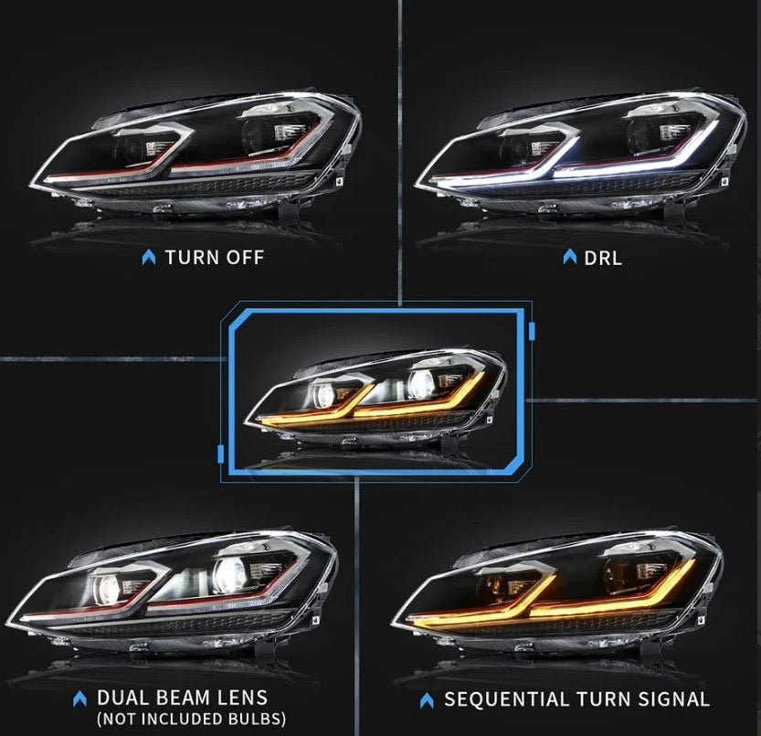 17-21 Volkswagen Golf MK7.5 Vland Full LED Projector Headlights [E-mark]
