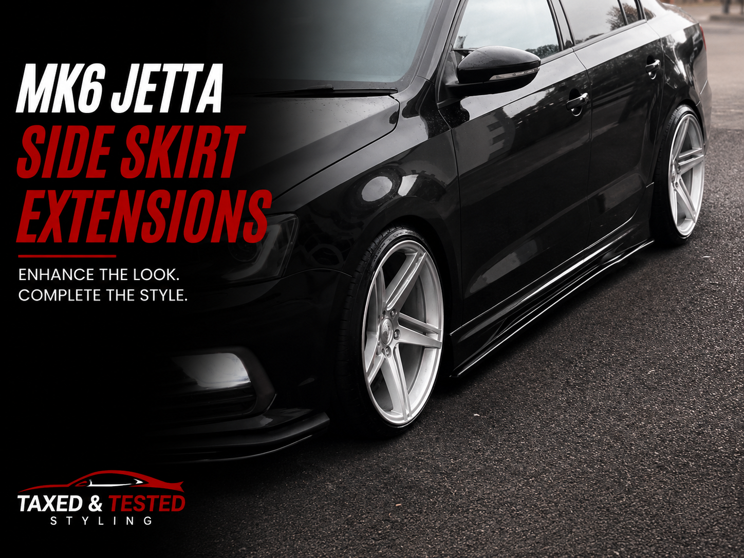 VW MK6 Jetta Gloss Black Side Skirt Extensions 205cm | 2 Piece Set | Fast Irish Shipping