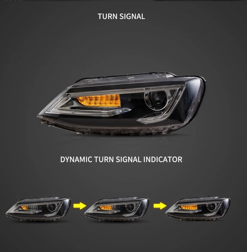 10-18 VW Jetta MK6 Vland Dual Beam Projector Aftermarket Headlights Black With Red Demon Eyes E-mark