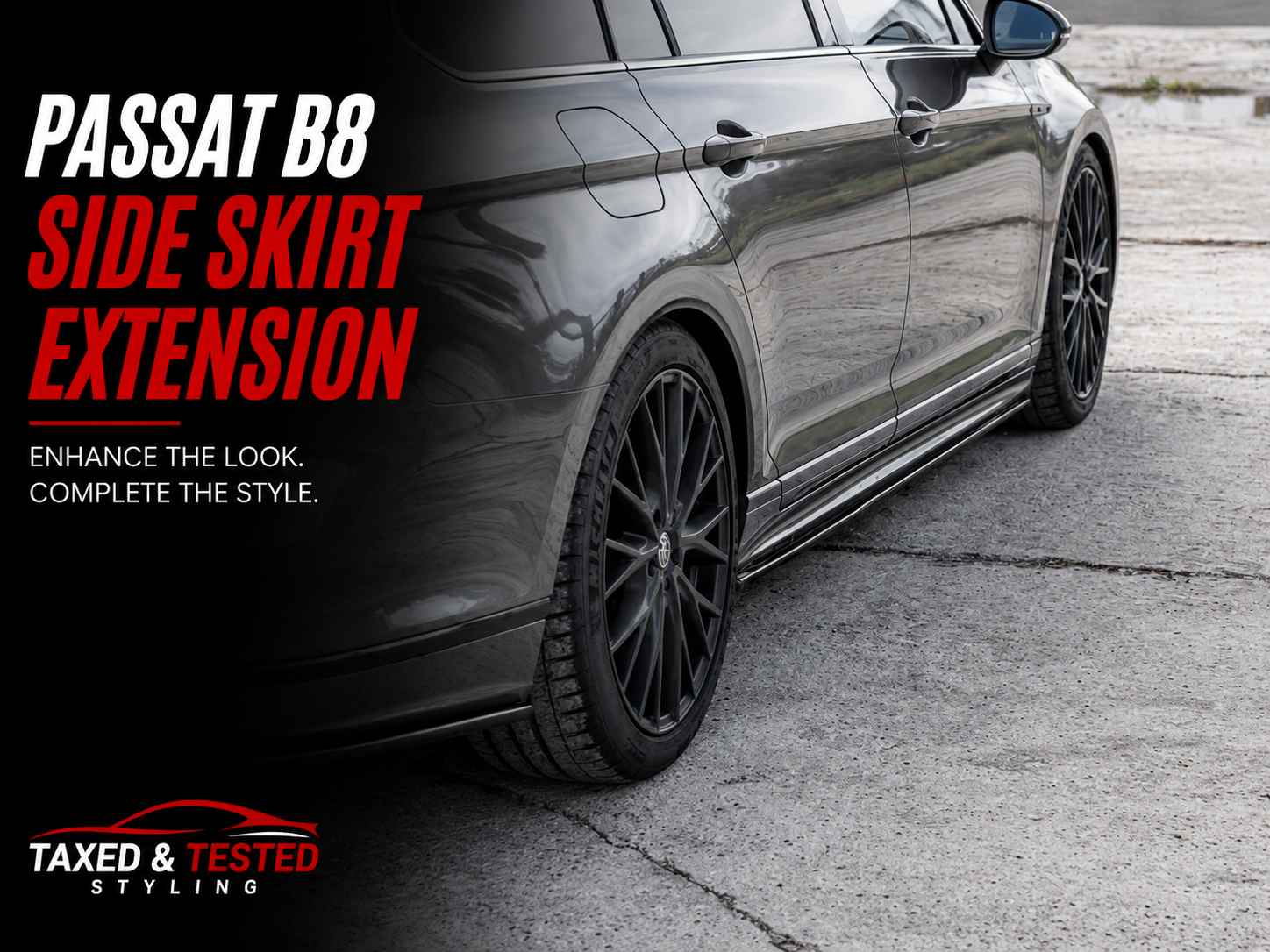 VW Passat B8 Gloss Black Side Skirt Extensions 215cm | 2 Piece Set | Fast Irish Shipping