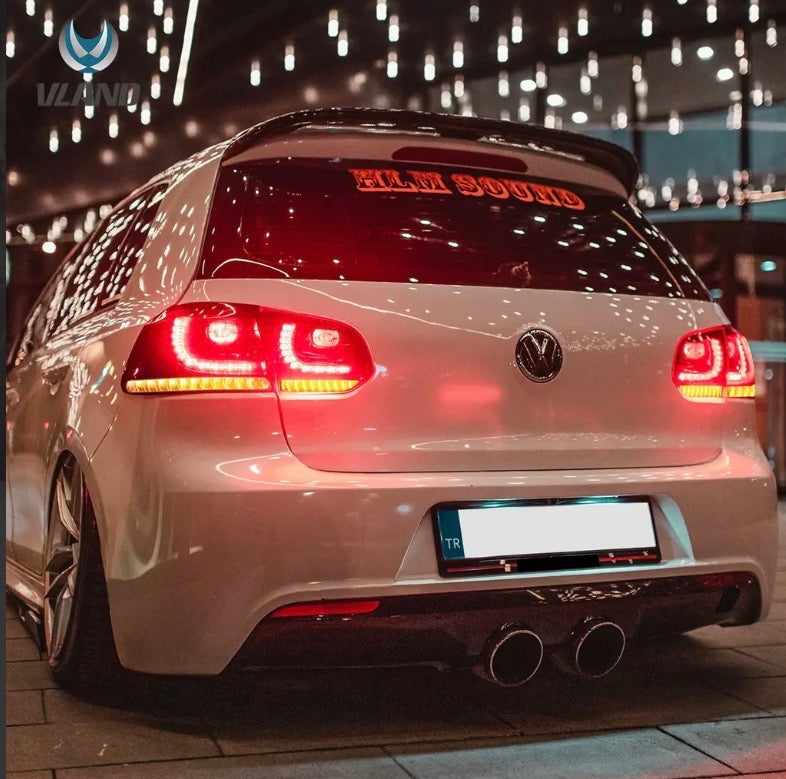 08-12 VW Golf Mk6 Vland LED Aftermarket Tail Lights With Amber Sequential Turn Signal [E-mark]