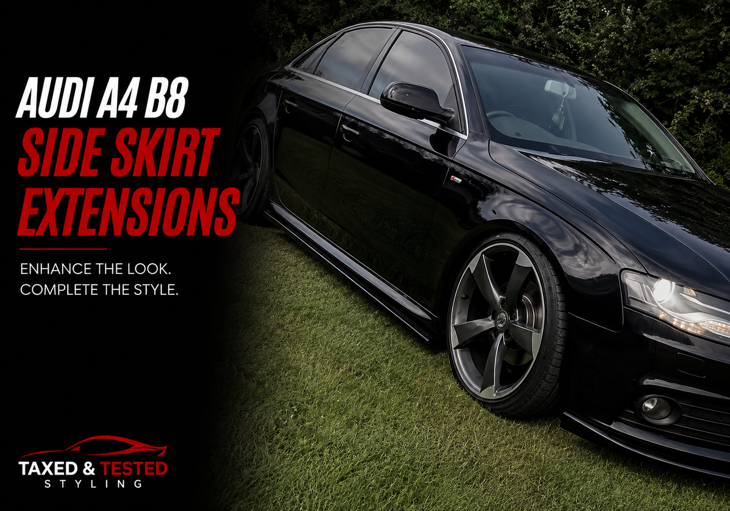 Audi A4 B8 Gloss Black Side Skirt Extensions 205cm | 2 Piece Set | Fast Irish Shipping