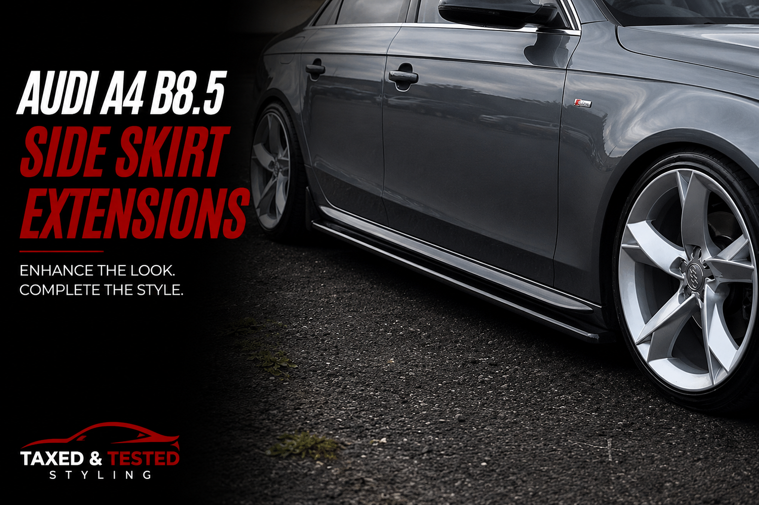 Audi A4 B8.5 Gloss Black Side Skirt Extensions 205cm | 2 Piece Set | Fast Irish Shipping