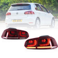 08-12 VW Golf Mk6 Vland LED Aftermarket Tail Lights With Amber Sequential Turn Signal [E-mark]