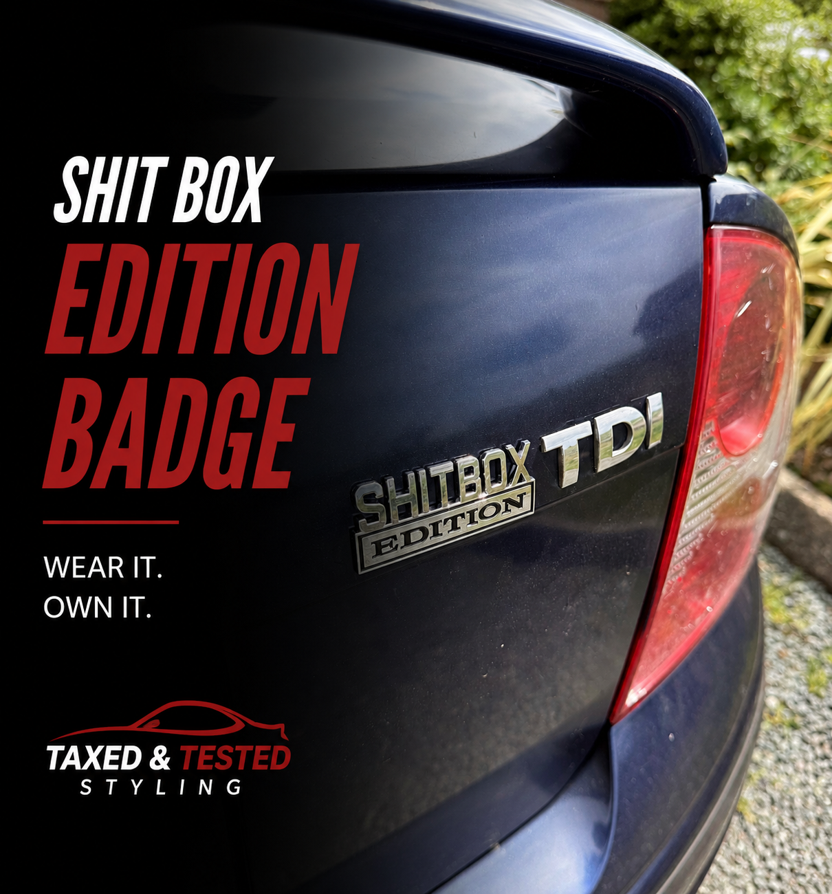 SHITBOX EDITION car badge| Funny Car badge| Fast Irish Shipping| Metal Badge Car