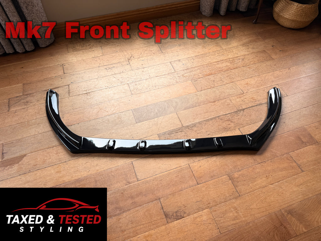 VW Golf MK7 Gloss Black One-Piece Front Splitter | GTI GTD R Line R | Fast Irish Shipping
